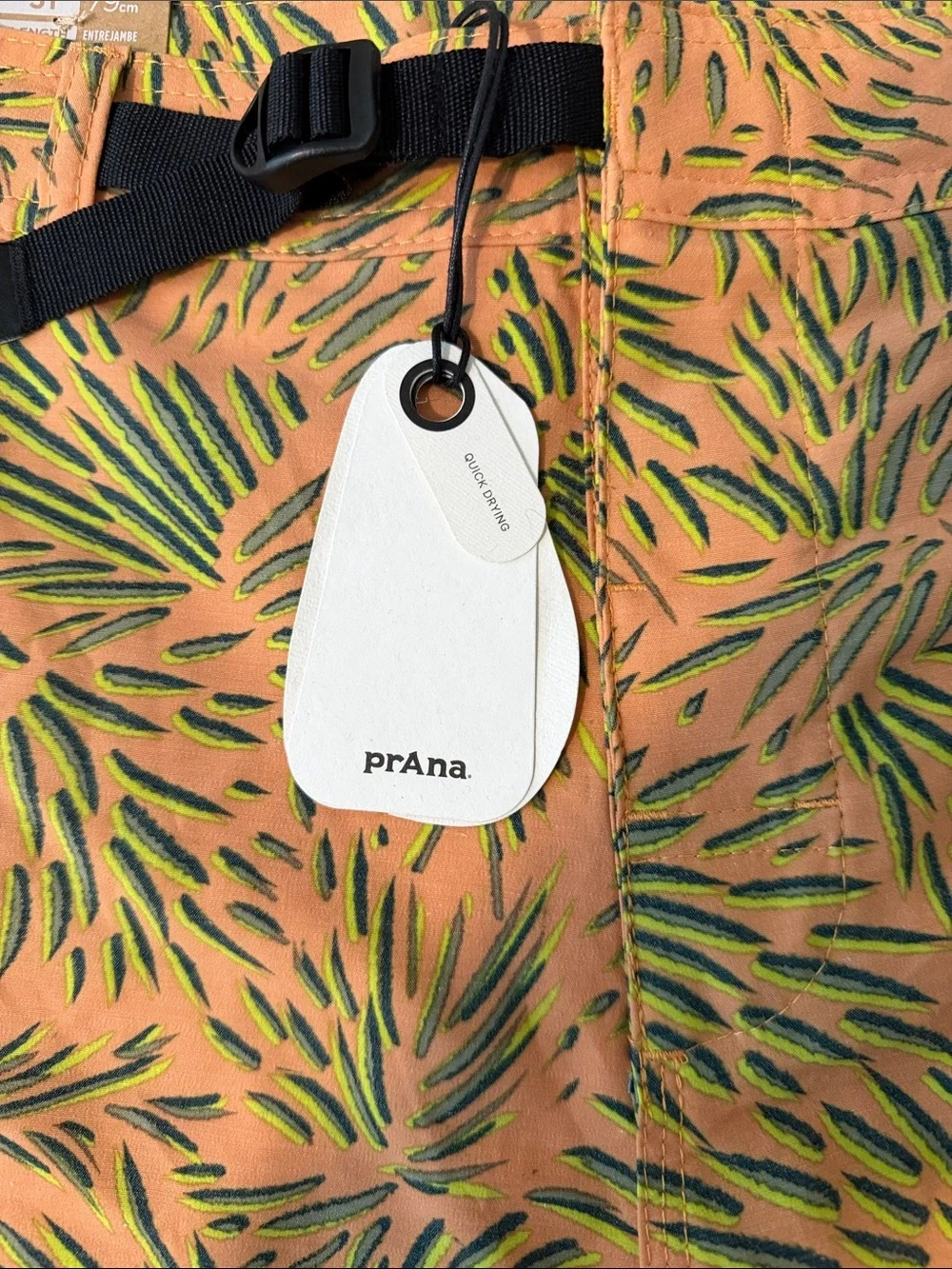 Prana Men's Orange Patterned Swim Shorts. Sz 31 NWT